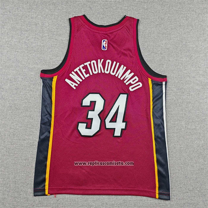 Camiseta Nino Miami Heat Giannis Antetokounmpo NO 34 Statement 2025-26 Rojo